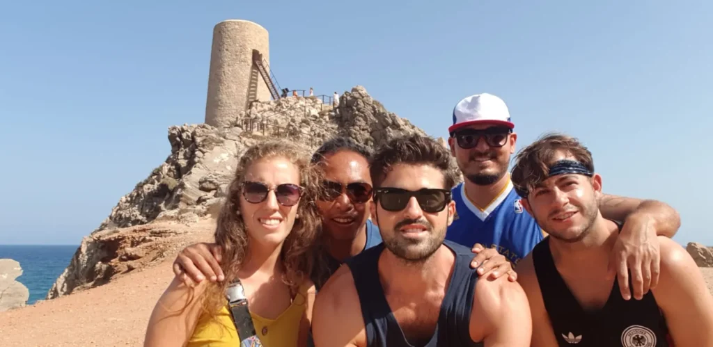 Students and local friends on a day out on the Almería coast